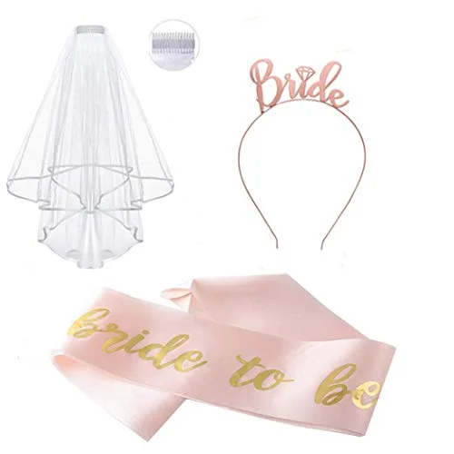 CozofLuv Accessoires de décoration pour Enterrement de Vie de Jeune Fille + Voile Blanc avec Peigne + Couronne pour…