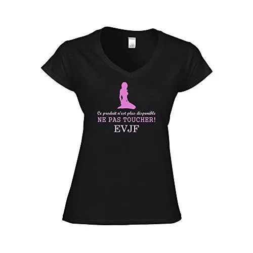 Mygoodprice T-Shirt Femme col V EVJF 3 Enterrement Vie Jeune Fille