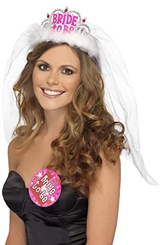 Smiffys Diadème future mariée, avec lettrage rose