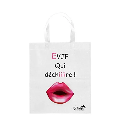 Sublimagecreations Tote Bag Enterrement Vie de Jeune Fille Rose, EVJF Rose, Mariage, Sac Course, idée Cadeau, Sac…