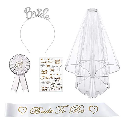 Bride to Be Echarpe Hen Party Accessoire Decoration, Bride to Be Sash,Voile de mariée, Badge, Diadème de Mariage…