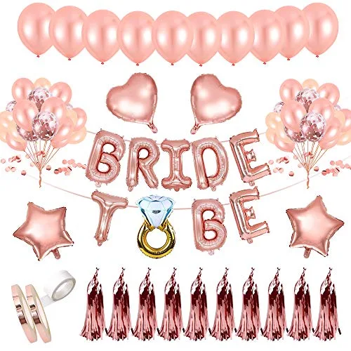 AivaToba Bride to BE Décorations Or Rose, Bride to BE Ballons,Ballons confettis pour Douche Nuptiale Bachelorette,Hen…