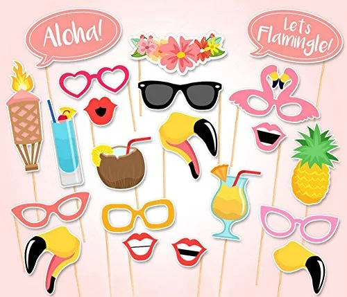 Accessoires pour photo d’enterrement de vie de jeune fille – Moustaches, flamants hawaïens