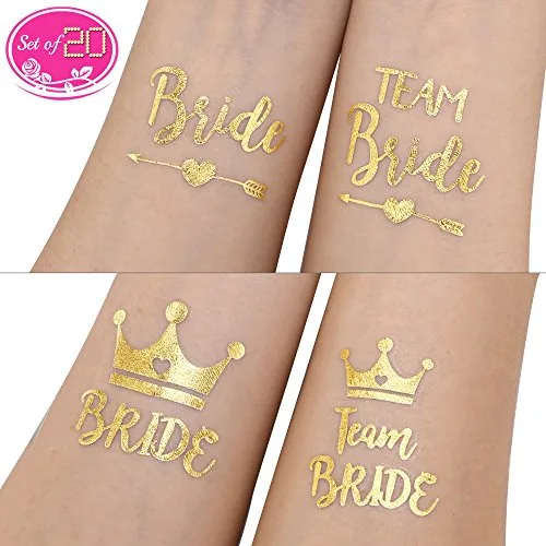Konsait Lot de 20 Team Bride Tatouages temporaires EVJF Tatouage avec Bride Tatouages de mariée pour Enterrement De Vie…