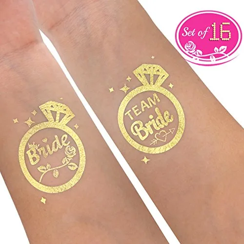 Konsait EVJF Tatouage 14 Team Bride Tatouages temporaires avec 2 Bride tatouages de mariée pour Enterrement De Vie De…