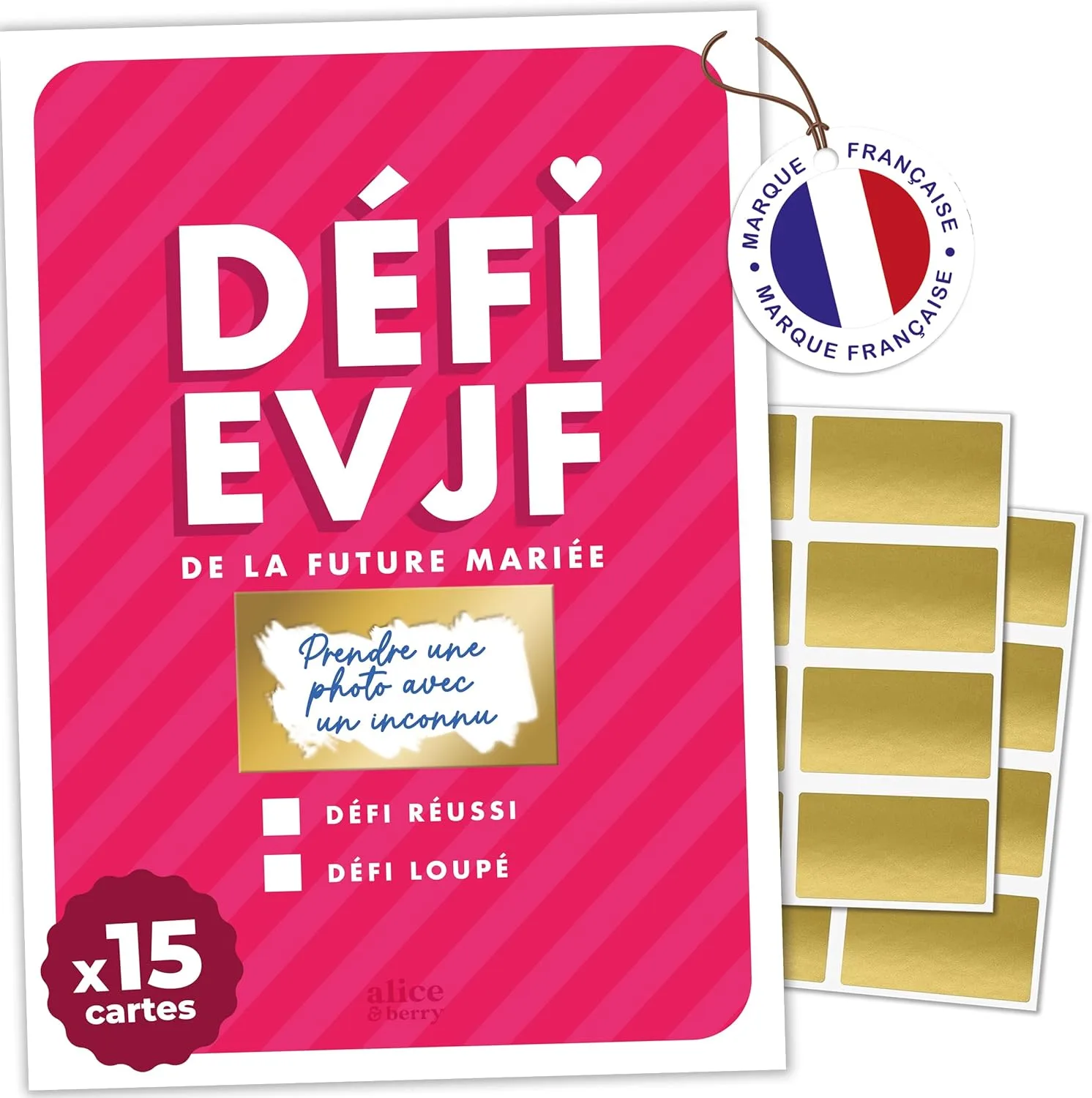 EVJF Personalizable Scratch-Off Cards – Fun Bride’s Game – Memorial Gift » (15 cards + scratch pastilles)